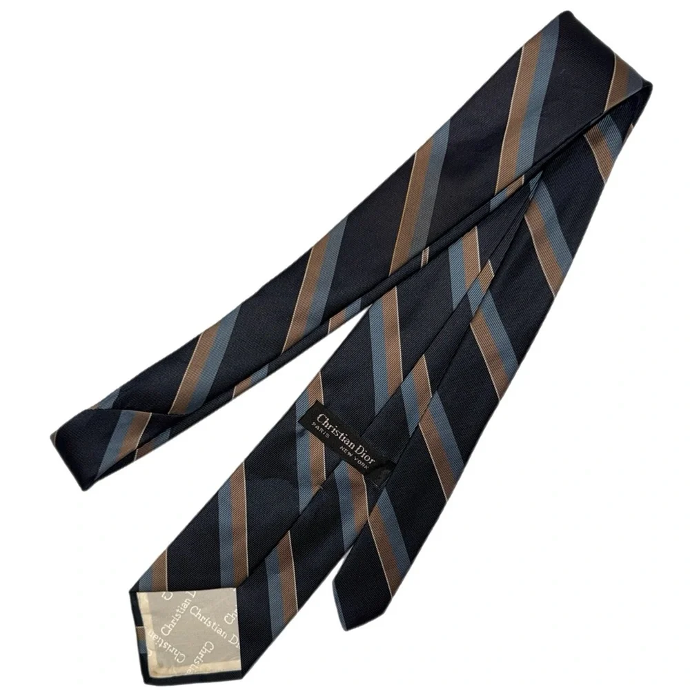 Christian Dior - Monsieur Silk Tie - Brown &‎ Blue Diagonal Stripe - Designer